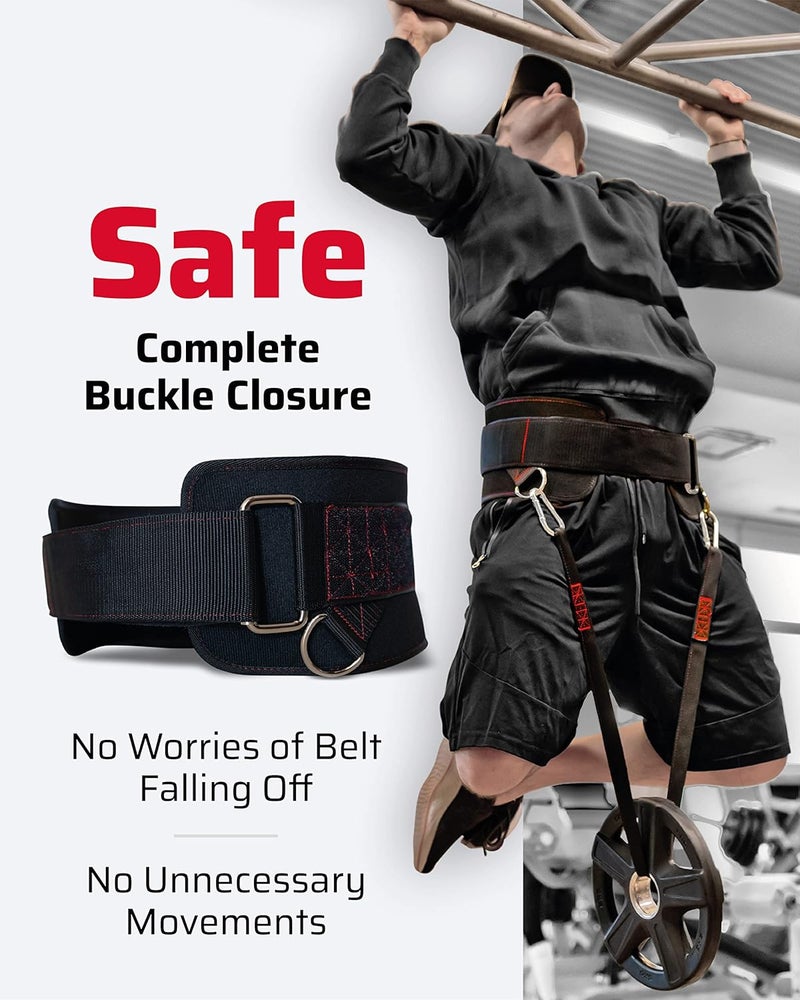 THEFITGUY Ultimate Dip Belt | Secure Closure - No Sliding Down | Structured Back Support | 45-Angle Rings - Comfort Dip Position | 40” Strap & 2 Snap Hooks - for Dips, Pull Ups, Squats, Weight Lifting - Image 3